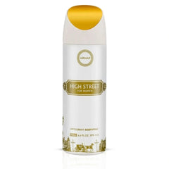 Armaf High Street Deodorant Spray 200ml bottle with sleek design, offering fresh scent and odor protection.