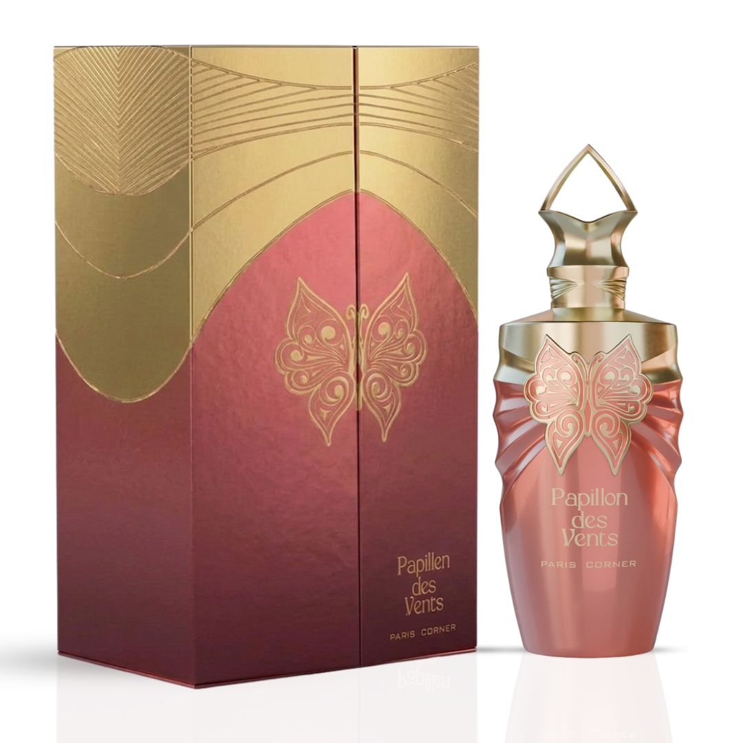 Paris Corner Papillon des Vents Eau de Parfum spray 100ml bottle, elegant glass container with floral and fruity fragrance details