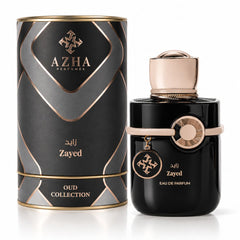 AZHA Zayed Eau de Parfum spray 100ml bottle with sleek design and clear label, showcasing the elegant fragrance packaging.