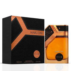 RAVE Marconi Eau de Parfum Spray 100ml bottle with elegant packaging and a sleek, modern design.
