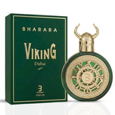 Bharara Viking Dubai Eau De Parfum spray bottle, 100ml, with sleek design and BHARARA branding for men.