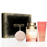 Michael Kors Wonderlust 3Pc Gift Set (3.4oz EDP Spray, 3.4oz Body Lotion, Round Purse)