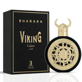 Bharara Viking Cairo Eau De Parfum spray bottle, 100ml, featuring a sleek design and black cap by Bharara.