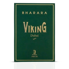 Bharara Viking Dubai Eau De Parfum spray bottle, 100ml, featuring a sleek design and BHARARA branding.