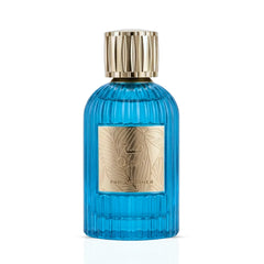Qissa Blue Eau de Parfum Spray by Paris Corner, 100ml bottle, elegant blue fragrance bottle with a sleek design.