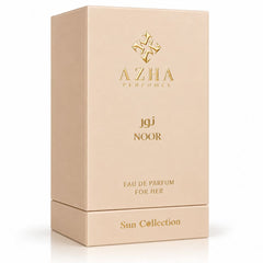 Azha Noor Eau de Parfum spray bottle, 100ml (3.4 oz), sleek packaging for Azha's floral and oriental fragrance.