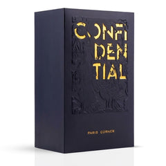 Confidential Eau de Parfum spray by Paris Corner, 100ml bottle, elegant design with a sleek glass container and a modern cap.