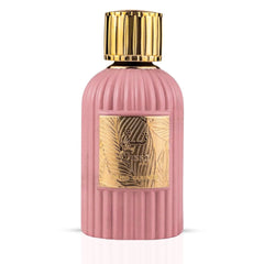 Qissa Pink Eau de Parfum spray by Paris Corner, 100ml bottle with pink floral design and elegant packaging.