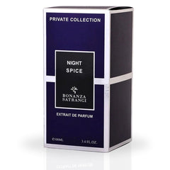 Night Spice EDP Spray 100ML (3.4 OZ) by Bonanza Satrangi | Long Lasting, Amber, Musky, Sensual Woody, Luxurious Fragrances.