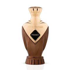Prodigy Eau de Parfum Spray by Paris Corner, 100ml bottle with elegant packaging, showcasing the perfume bottle and cap.