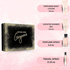 Michael Kors Gorgeous 4Pc Gift Set (3.4oz EDP Spray, 3.4oz Body Lotion, 3.4oz Shower Gel, 10ml EDP Spray)