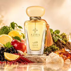 Azha Qalb Eau de Parfum Spray 100ml bottle with elegant design, showcasing the fragrance and branding on the packaging.
