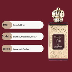 Legacy of Oud EDP Spray 75ML (2.53 OZ) by Bonanza Satrangi | Long Lasting, Leathery, Spicy, Floral, Luxurious Fragrance.