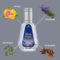 Blue Night Eau De Parfum Spray 50ML (1.7 OZ) By Al Rehab | A Fresh Citrus Burst Followed By Calming Lavender & A Woody Base.