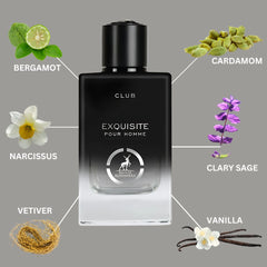 Exquisite Club Pour Homme Eau De Parfum Spray 100ML (3.4 OZ) by Maison Alhambra | A Fresh, Spicy Start with Floral Elegance & a Warm, Smooth Finish.