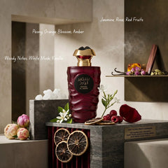 Safeer Al Ward Eau de Parfum spray by Ard Al Zaafaran, 100ml bottle, elegant glass container with floral and woody fragrance elements.