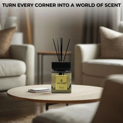 INTENSE OUD Reed Diffuser, Amber Allure – 500ml (17.6 oz) – Fragrance for Up to 90 Days – Reusable, Refillable Glass Holder and Includes 6 All-Natural Reed Sticks - Intense Oud