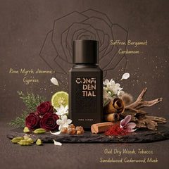 Confidential Eau de Parfum Spray by Paris Corner in 100ml bottle, featuring elegant packaging and a luxurious fragrance.