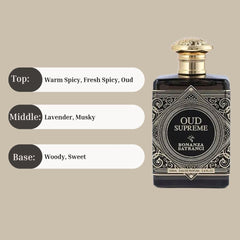 Oud Supreme EDP Spray 100ML (3.4 OZ) by Bonanza Satrangi | Long Lasting, Refreshing, Warm Woody, Musky, Luxurious Fragrance.