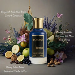 Bharara Boujee Eau de Parfum spray 100ml bottle with elegant packaging, showcasing the luxurious fragrance by Bharara.