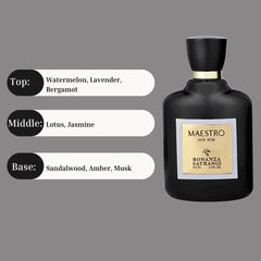Maestro For Him EDP Spray 100ML (3.4 OZ) by Bonanza Satrangi | Long Lasting, Citrusy, Floral, Musky, Luxurious Fragrance.