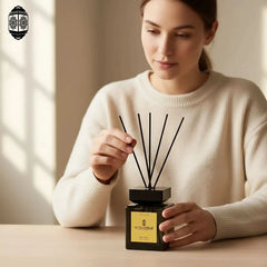 INTENSE OUD Reed Diffuser, Oud Rose – 1000ml (35.1 oz) – Fragrance for Up to 90 Days – Reusable, Refillable Glass Holder, Includes 6 All-Natural Reed Sticks - Intense Oud