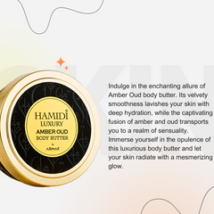 LUXURY AMBER OUD BODY BUTTER 250ML (8.4 OZ) By Hamidi | Ultra Moisturizing & Skin-Nourishing | For Men & Women.