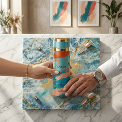 Elite Risala Karma Body Spray 200ml deodorant bottle with sleek design, providing a refreshing scent and long-lasting freshness