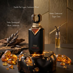 French Avenue Amber Empire Eau de Parfum spray in 100ml bottle, featuring warm amber and floral notes.