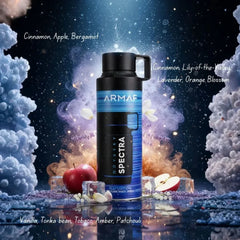 Odyssey Spectra Blu perfumed body spray by Armaf, 200ml deodorant bottle with blue and silver design.