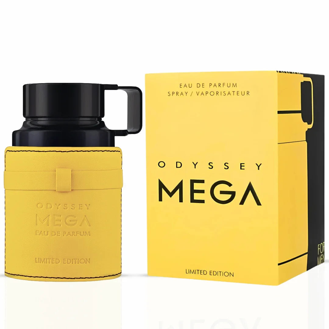 Odyssey Mega Man limited edition Eau de Parfum spray by Armaf, featuring a sleek 200ml bottle with futuristic design.