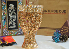 Arab Incense Bakhoor Burner - 10 inch Golden by Intense Oud - Intense oud