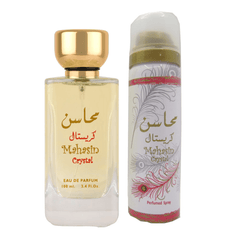Mahasin Crystal for Women EDP - 100ML (3.4oz) w/ Deo by Lattafa - Intense oud