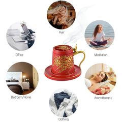 Tea Cup Style Closed Incense Bakhoor Burner - Red - Intense oud