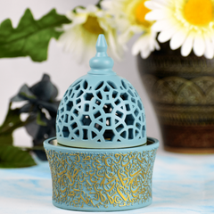 Calligraphy Style Closed Incense Bakhoor Burner - Teal - Intense Oud