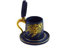 Tea Cup Style Closed Incense Bakhoor Burner - Navy Blue - Intense oud