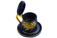 Tea Cup Style Closed Incense Bakhoor Burner - Navy Blue - Intense oud
