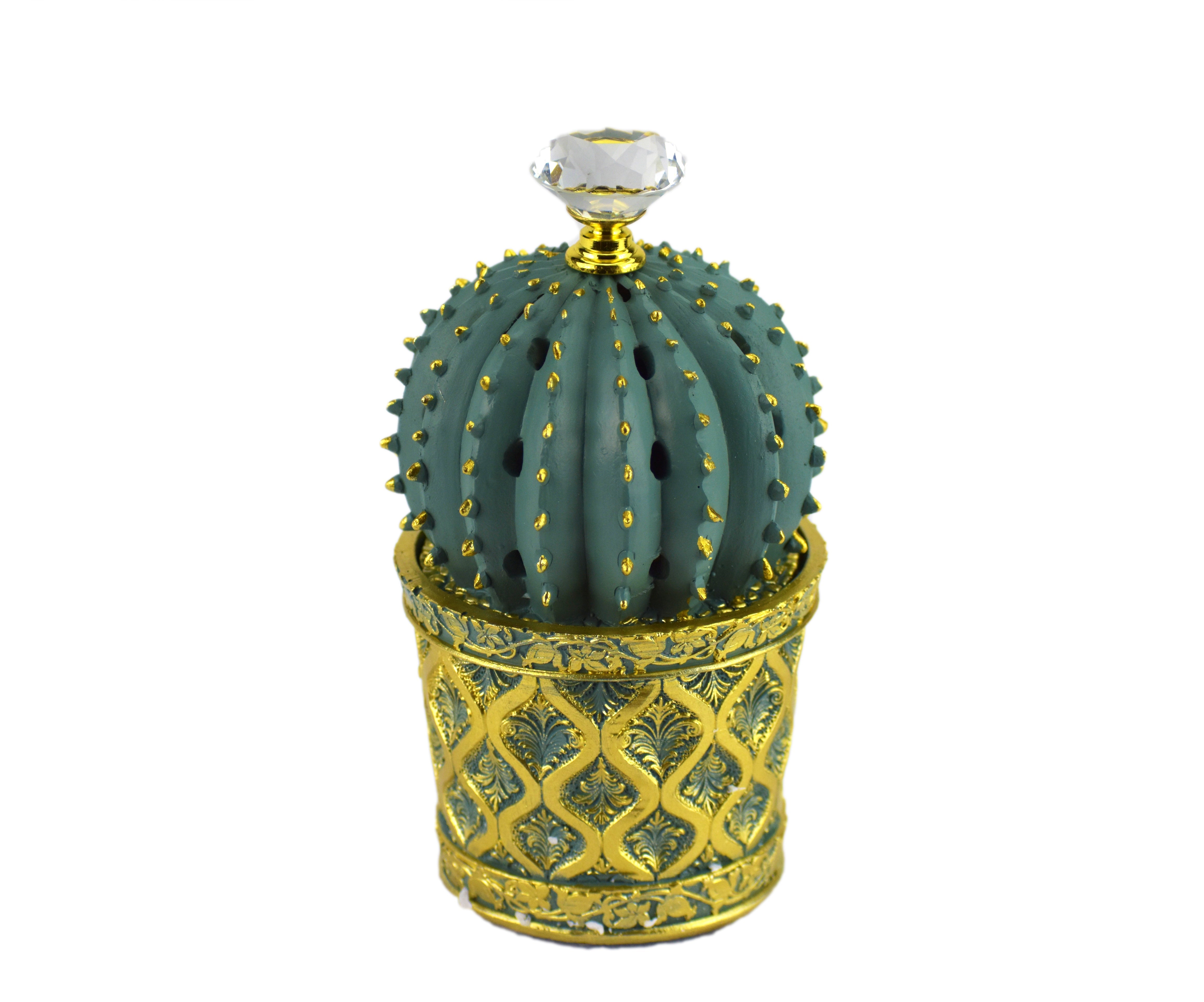 Cactus Style Closed Incense Bakhoor Burner - Teal - Intense oud