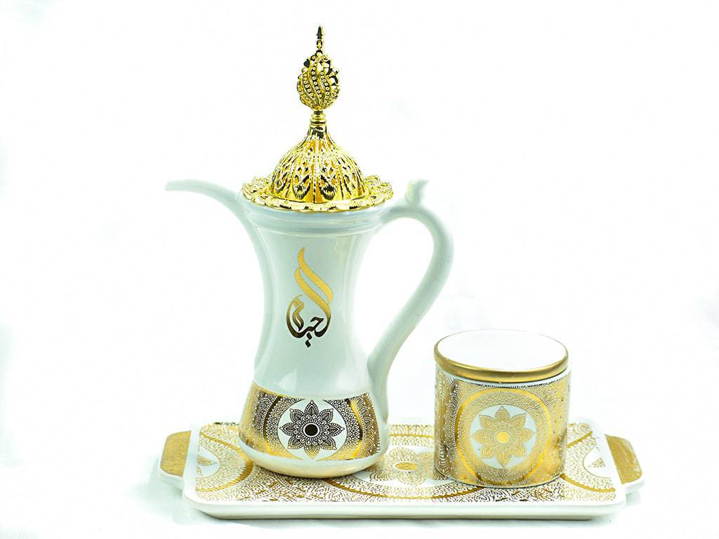 Glossy Arabic Design Royal Bakhoor Tea Set - White | Intense Oud - Intense oud