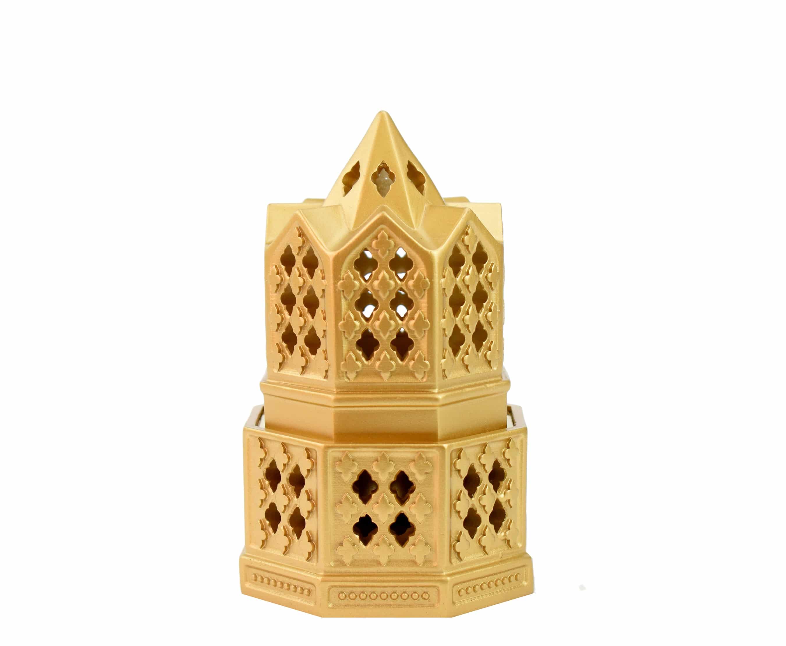 Minaret Style Closed Incense Bakhoor Burner - Gold - Intense oud