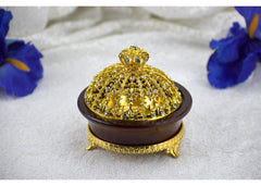 Jeweled Regal Crown Style Closed Incense Bakhoor Burner - Gold - Intense oud
