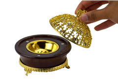 Jeweled Regal Crown Style Closed Incense Bakhoor Burner - Gold - Intense oud