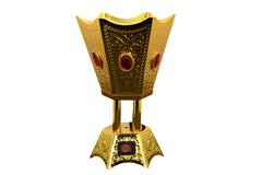 Metalic Ruby Jeweled Gold Hexagon Shaped Electric Incense Bakhoor Burner by Intense Oud - Intense oud