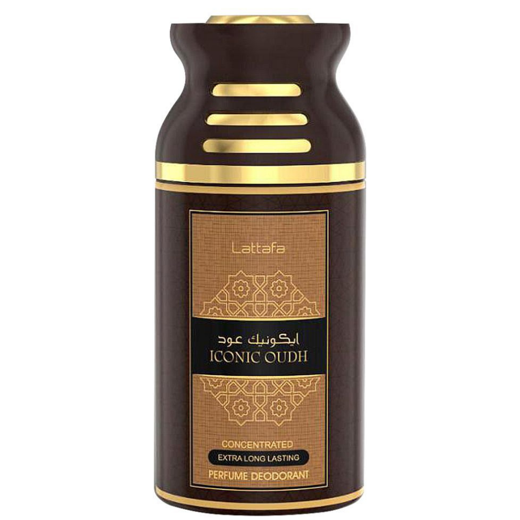 Iconic Oudh Unisex DEO - 250ML (8.5 oz) by Lattafa - Intense oud