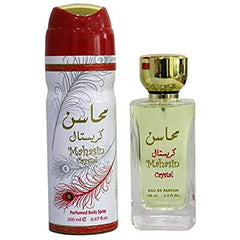 Mahasin Crystal w/ Deo EDP for Women - 100mL (3.4oz) by Lattafa - Intense oud