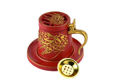 Tea Cup Style Closed Incense Bakhoor Burner - Red - Intense oud