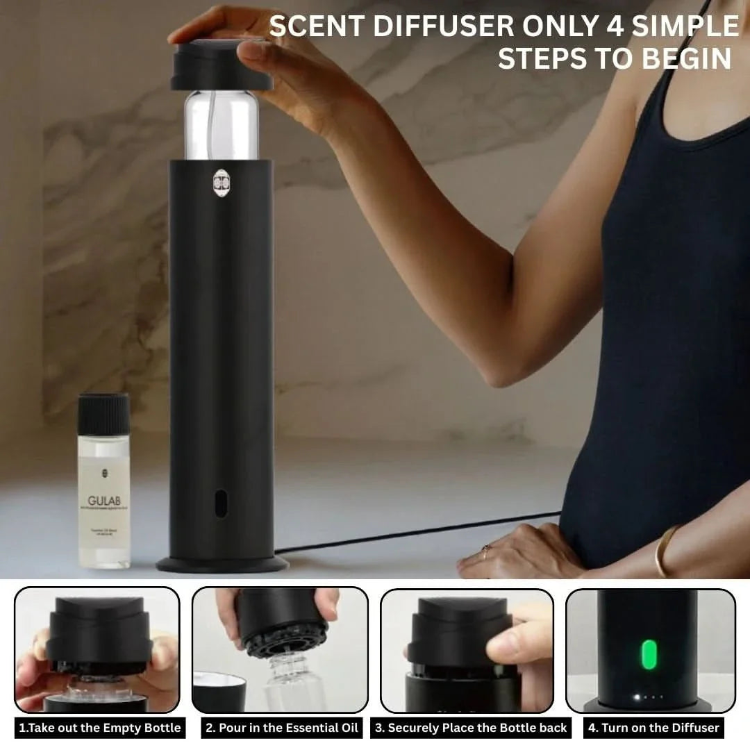 Intense Diffuser Black – 120ml, Aromatherapy Diffuser with Remote, Covers 1000 Sq Ft, Adjustable Mist & Timer, Starter Kit for Home, Office & Hotel - Waterless - Intense Oud