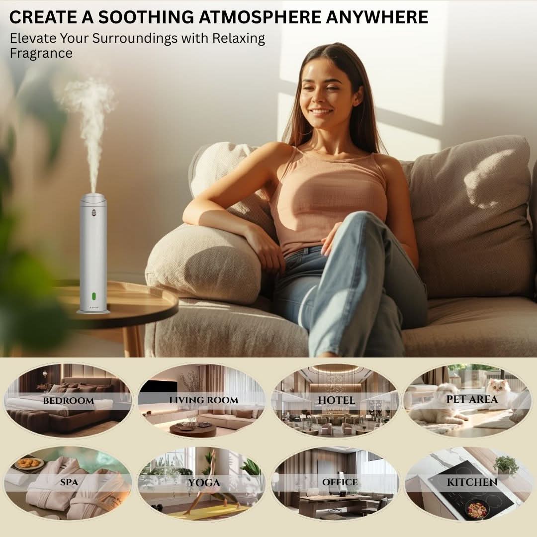 Intense Diffuser Silver – 120ml, Aromatherapy Diffuser with Remote, Covers 1000 Sq Ft, Adjustable Mist & Timer, Starter Kit for Home, Office & Hotel - Waterless - Intense Oud