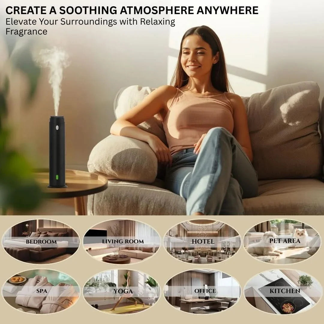 Intense Diffuser Black – 120ml, Aromatherapy Diffuser with Remote, Covers 1000 Sq Ft, Adjustable Mist & Timer, Starter Kit for Home, Office & Hotel - Waterless - Intense Oud