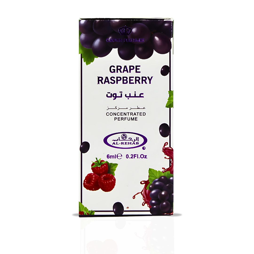 Grape Raspberry Perfume Oil CPO 6ML (0.2 OZ) By Al Rehab | Fruity, Floral, Sweet, Vibrant Fragrance. (BOX OF 6)